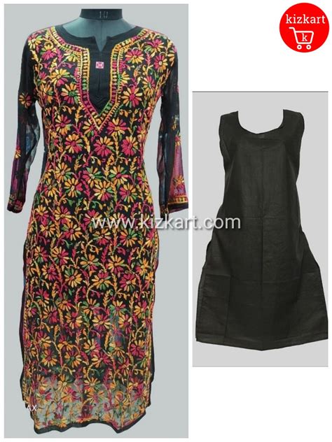 Black Chikankari Kurtis Online Shopping for Women at Low。